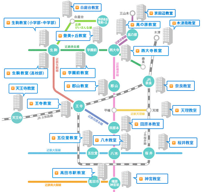 各教室の路線一覧地図です。