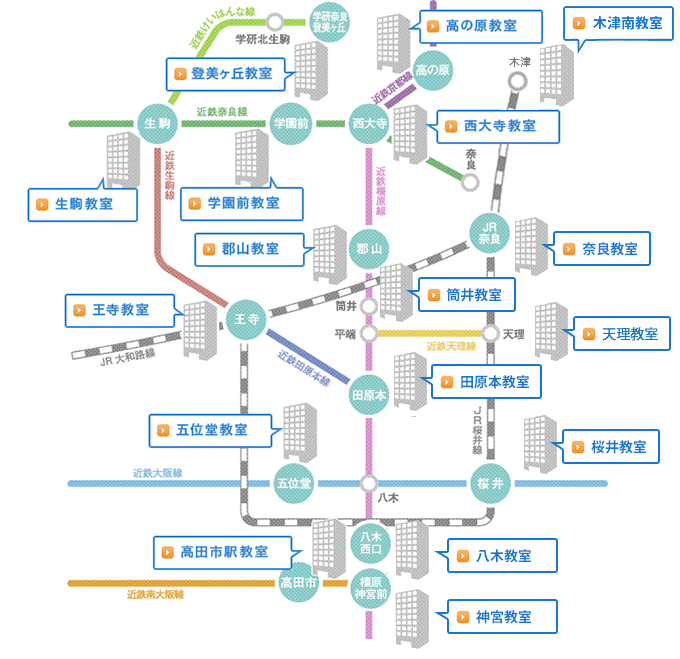 各教室の路線一覧地図です。