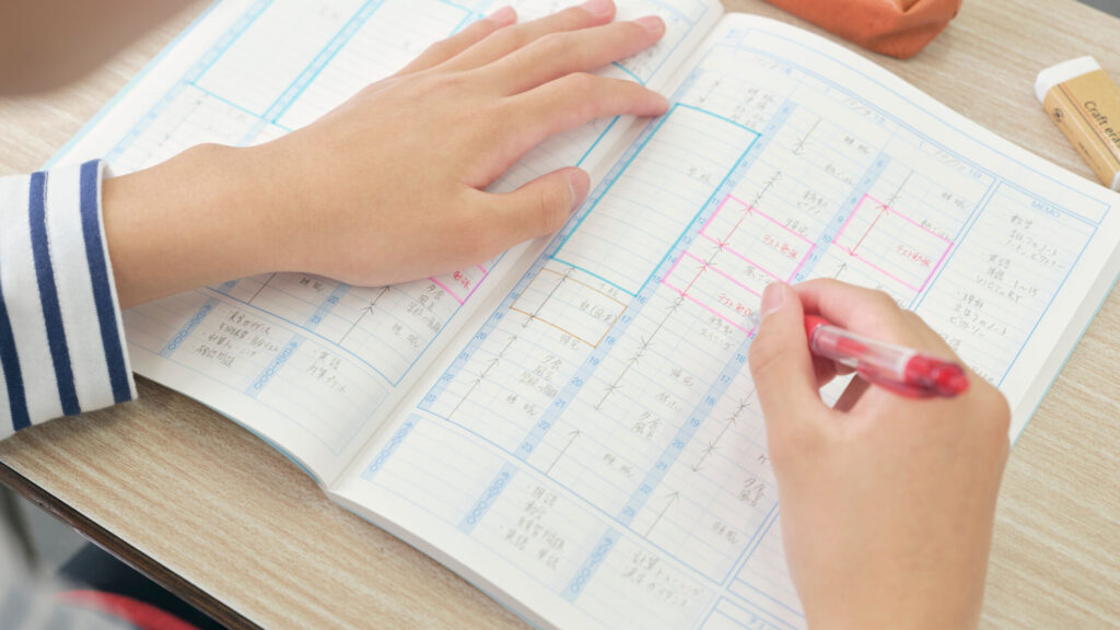 KEC個別の学習計画帳Road Mapを使って学習計画を立てる様子