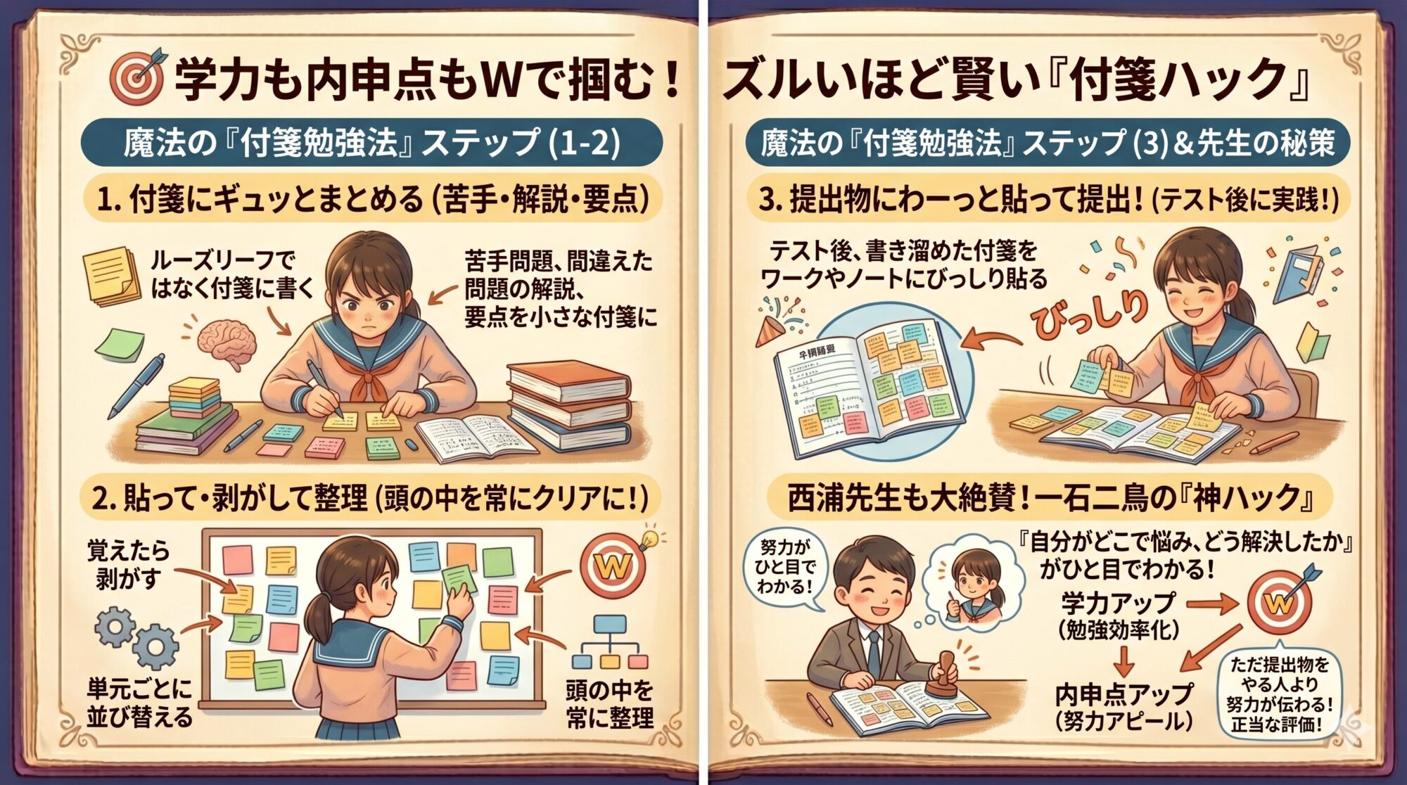 【中2で中3レベル】定期テスト450点の壁に挑む！内申点も学力も掴み取る「賢すぎるノート術＆付箋ハック」
