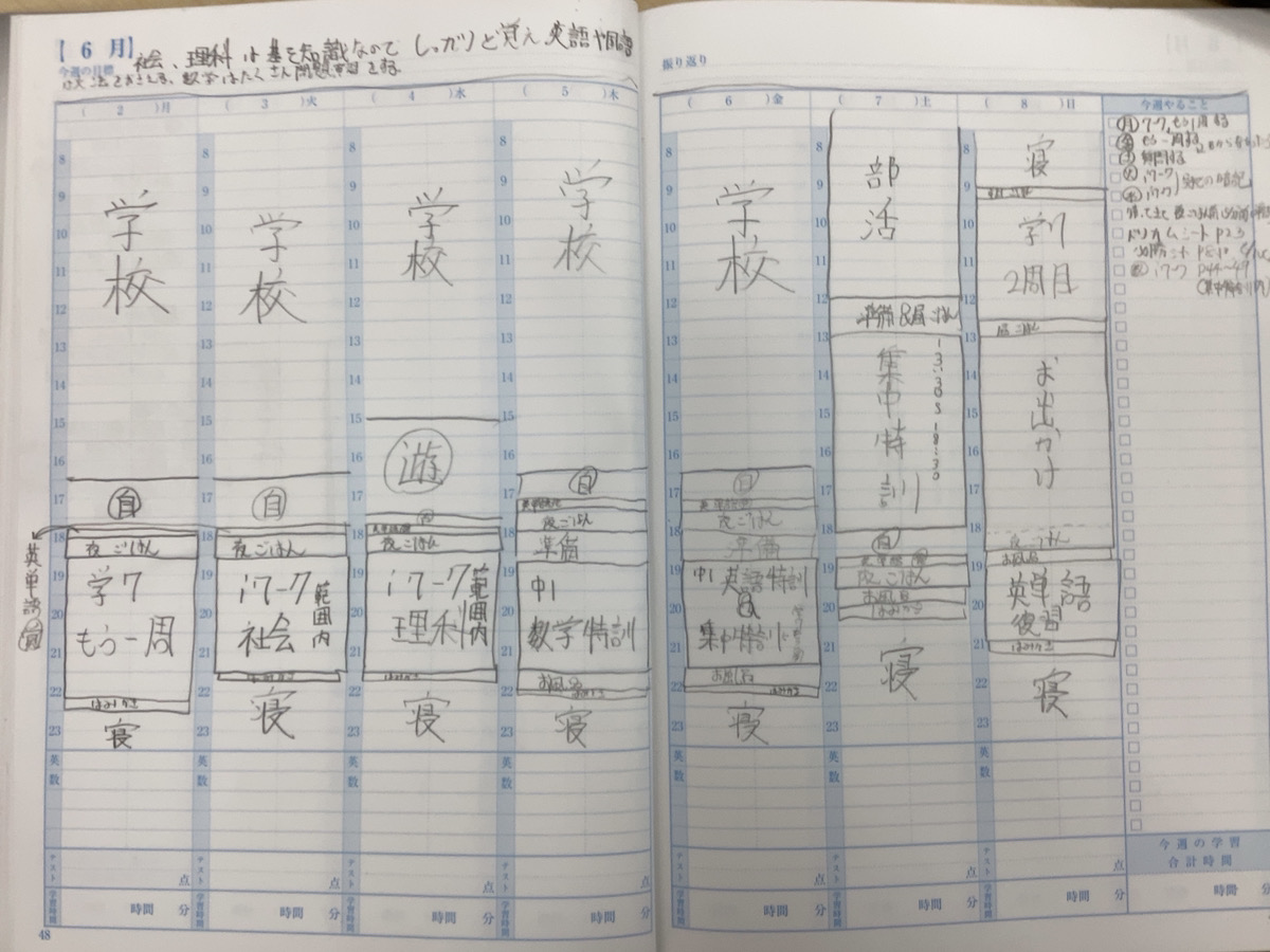 【実際に中1生が書いたものを公開!】計画的な学習を支える”ロードマップ”について