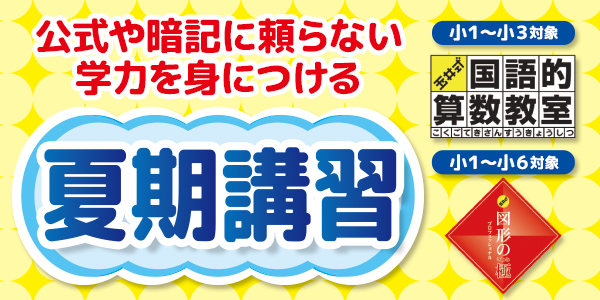 【受付終了】夏期講習｜【小1～小3】玉井式国語的算数教室＆【小1～小6】KIWAMI AAA+図形の極