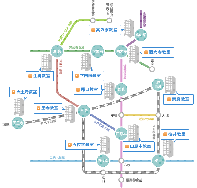 各教室の路線一覧地図です。