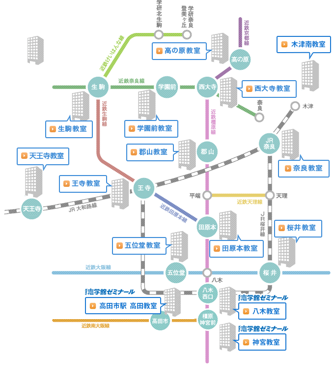 各教室の路線一覧地図です。