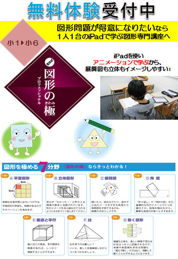 玉井式国語的算数教室からのお知らせ 小1 小6生対象 図形の極 夏の保護者説明会 無料体験講座のお知らせ 玉井式国語的算数教室